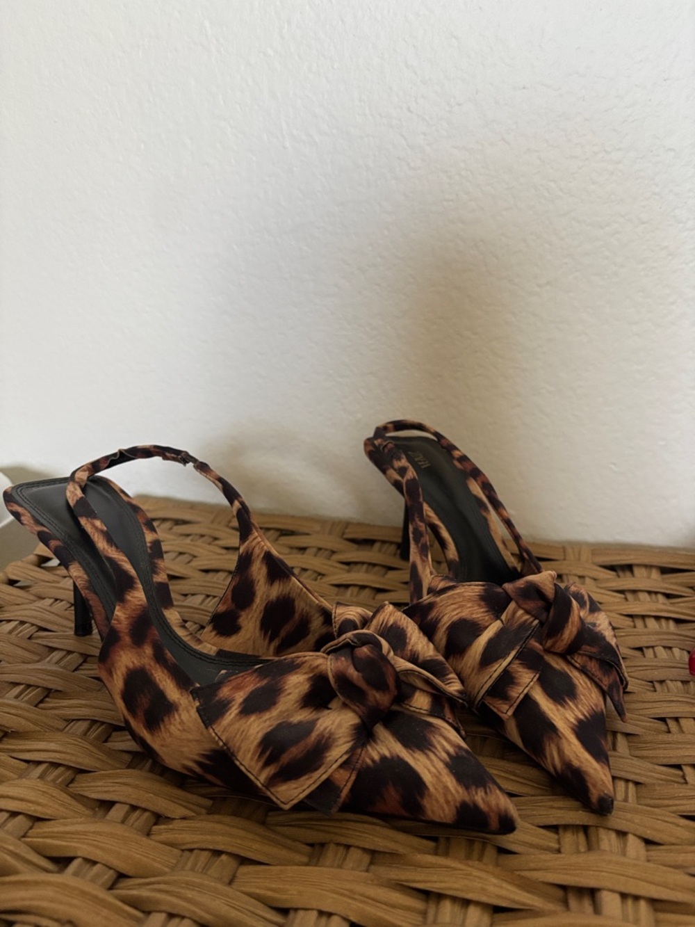 Zara Leopard-Print Pointed Toe Slingback Heels